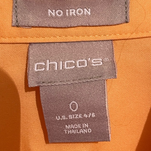 Chico’s No-Iron Tie-Front Button Down 3/4” Sleeve Shirt Size 0,4/6,S Cantaloupe - Picture 8 of 9
